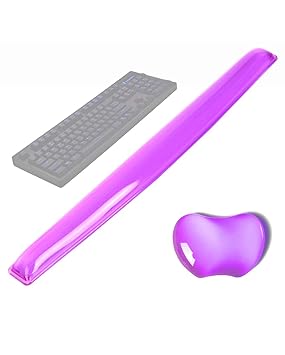 Silicone Gel Keyboard & Mouse Wrist Rest Pad Set Plus- ABRONDA Keyboard & Mouse Wrist Rest Support Heart-Shaped Translucence & Ergonomic & Comfortable & Durable & Pain Relief (Purple Set)