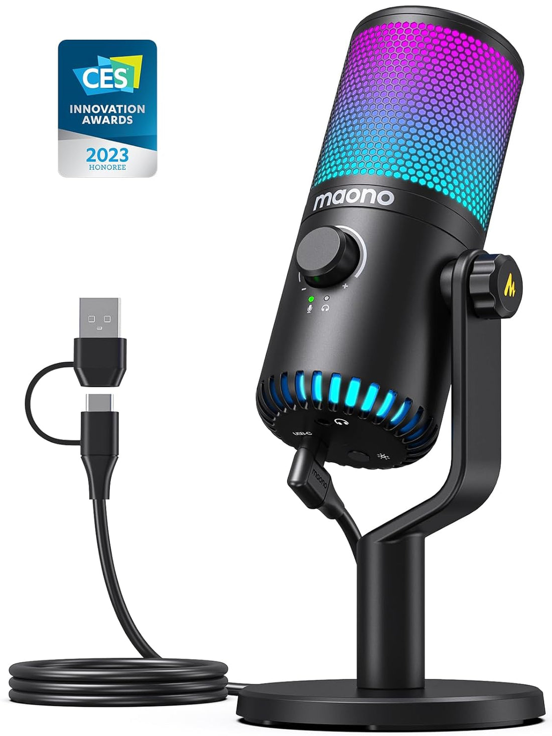 MAONO USB Gaming Microphone for PC, DM30 RGB Black