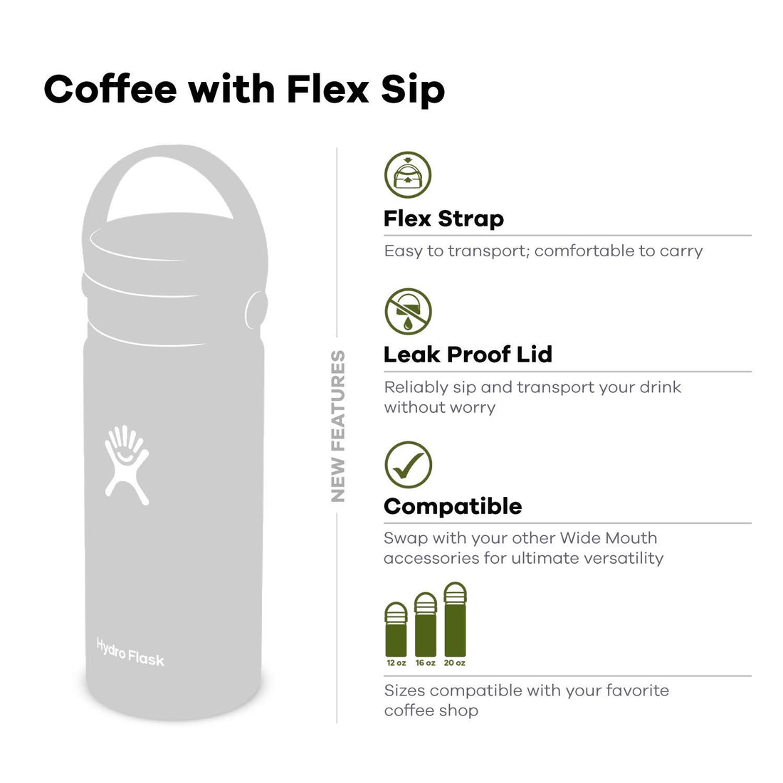 Hydro Flask Travel Coffee Flask with Flex Sip Lid - 20 oz, Olive