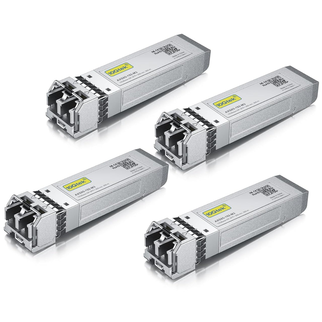 10GBase-SR SFP+ Transceiver, 10G 850nm MMF, up to 300 Meters, Compatible with Ubiquiti UniFi UF-MM-10G, Pack of 4