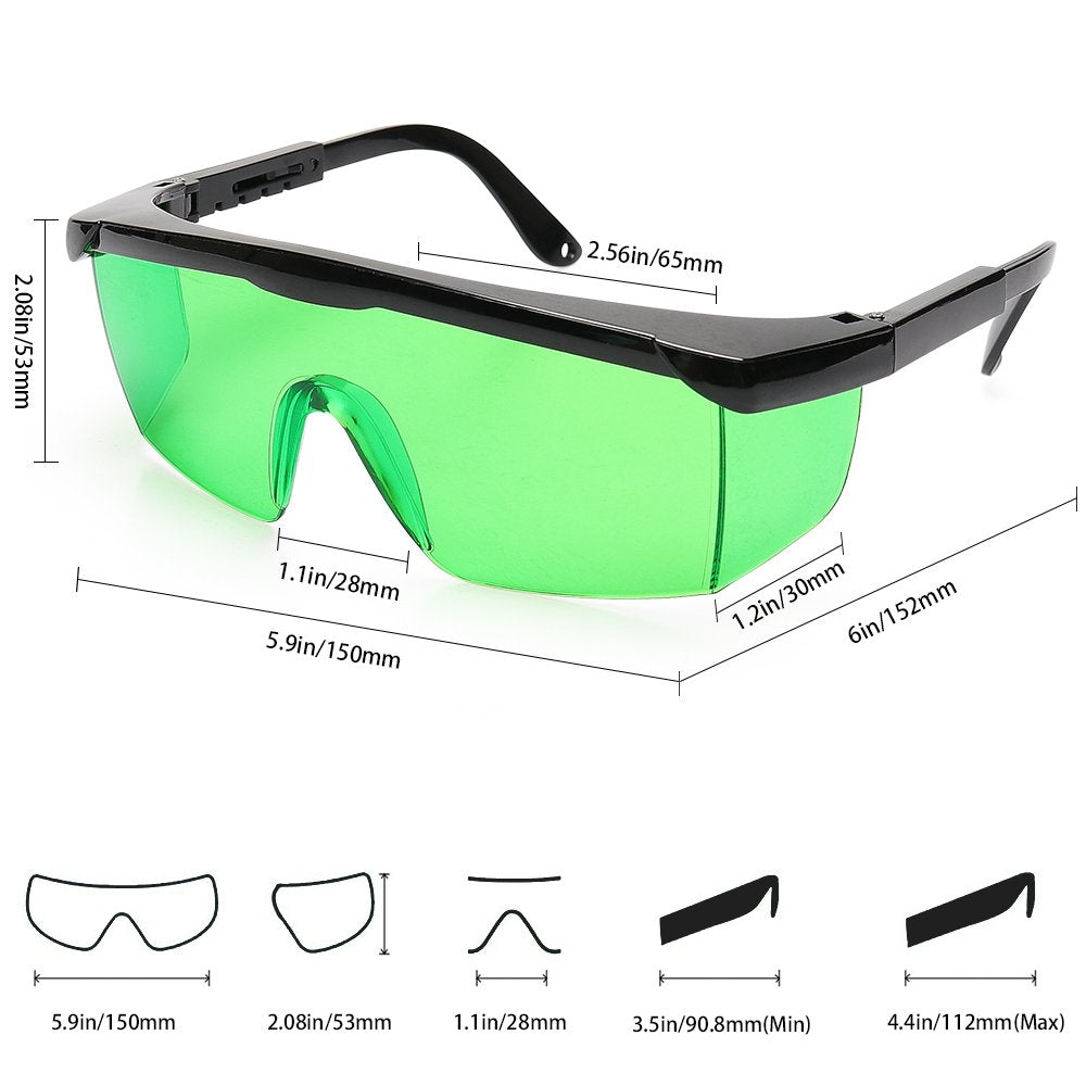 Green Laser Enhancing GlassesHuepar GL01G Adjustable Eye Protection Safety Enhancement Glasses for Green Laser Level Alignment, Cross & Multi Lines
