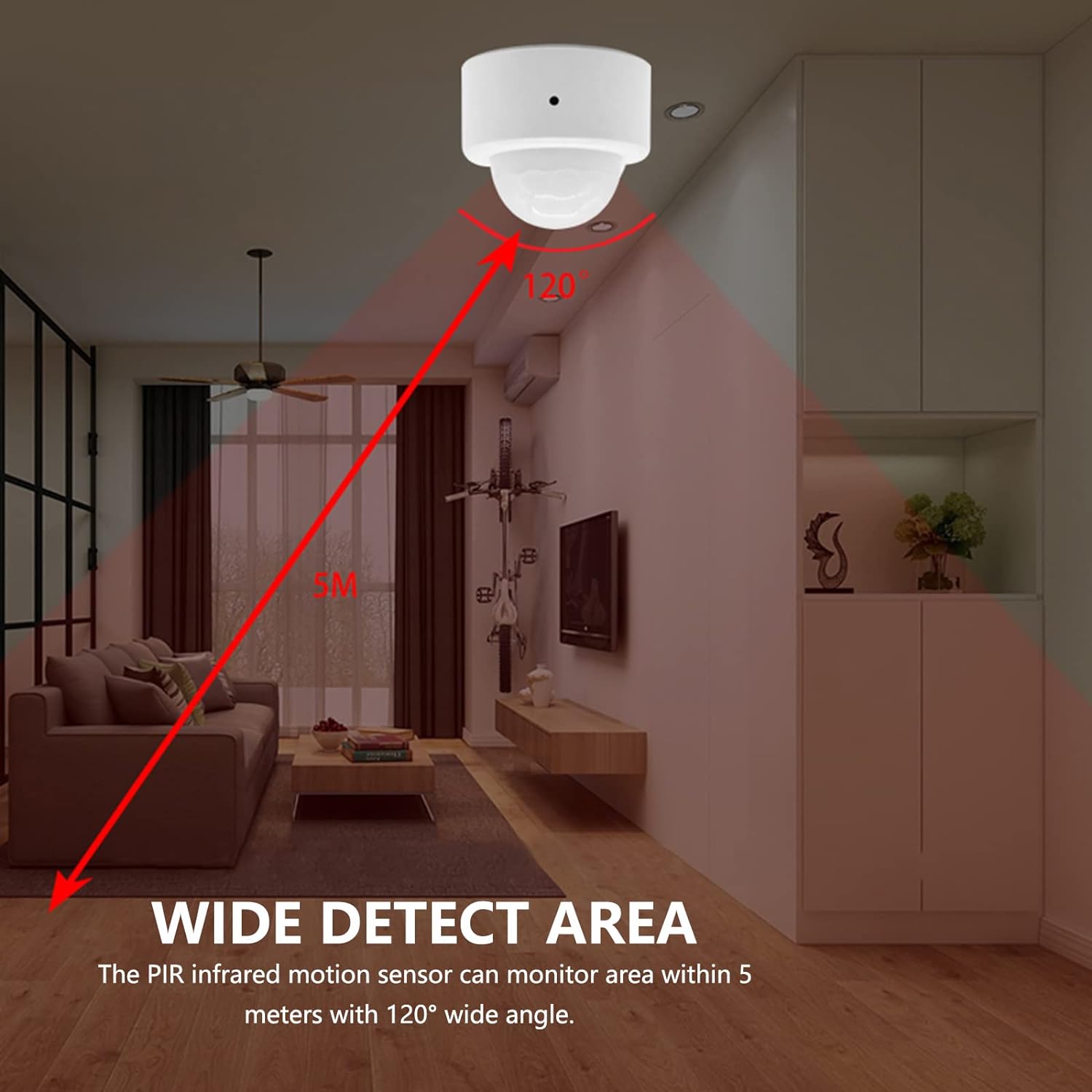 ZigBee Motion Sensor, Infrared and Brightness Detection PIR Sensor for Home Alarm System, Mini Smart Human Sensor Detector for Home Security System, ZigBee Hub Required (Not Included)