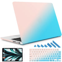 May Chen New 2021 MacBook Pro 14 Inch Case M1 Pro Max A2442, Hard Shell Case with Gradient Keyboard Cover & Screen Protector & Dust Plug for Apple Mac Pro 14 with Touch ID, Gradient Blue