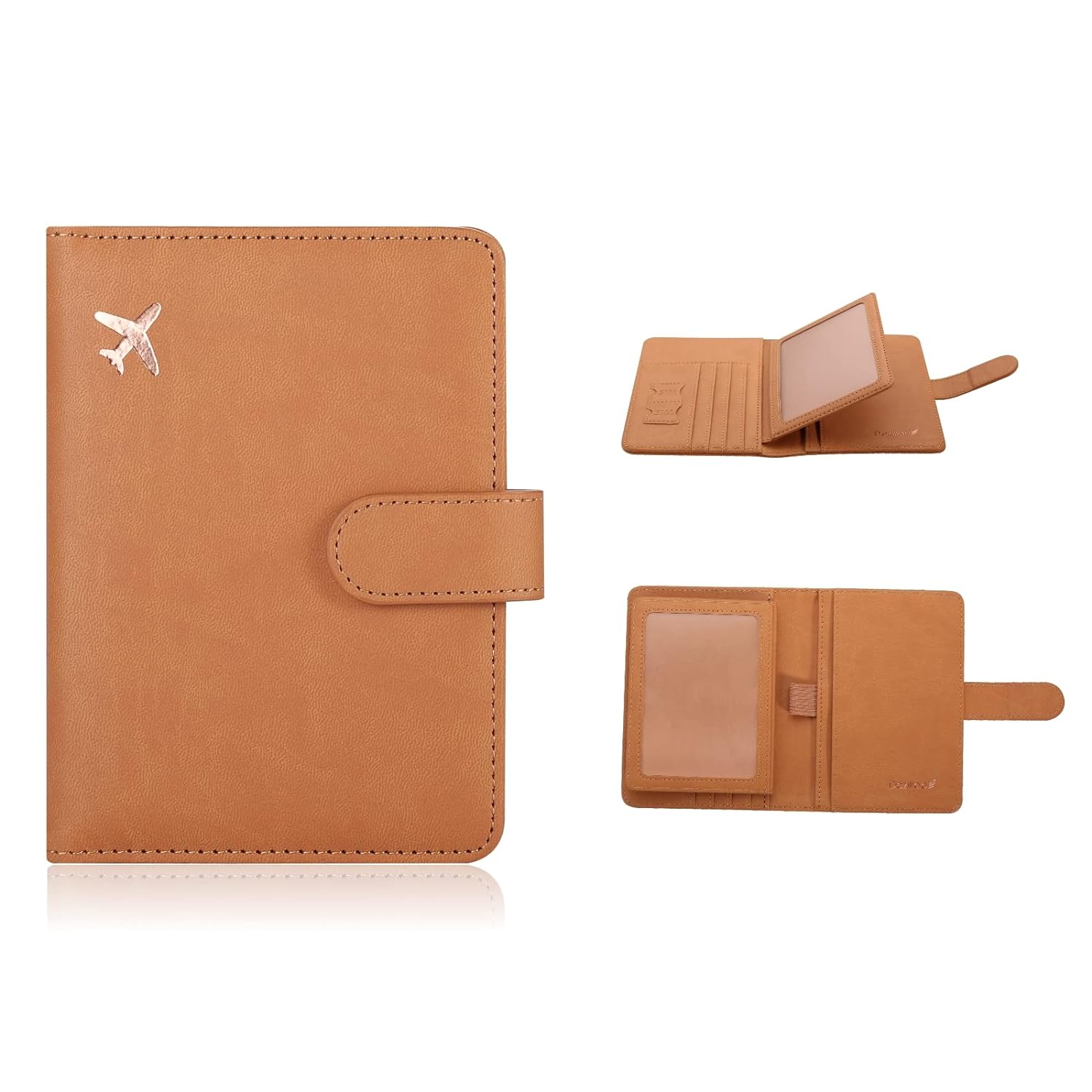 Passport Holder,Passport Holder Card Slots,Cute Passport cover for Women/Men,Waterproof Rfid Blocking Travel Wallet, Brown-fly