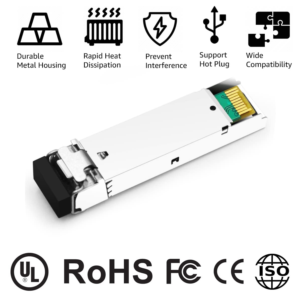 1.25G SFP SX 1000Base-SX Multi-Mode Mini GBIC 850nm MMF 550m LC DOM Transceiver Module for Cisco GLC-SX-MMD GLC-SX-MM SFP-GE-S Ubiquiti UF-MM-1G Finisar D-Link Brocade and More 4 Pack