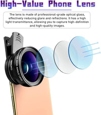 Phone Camera Lens,15x Macro Lens&0.45x Wide Angle Lens for iPhone&Android,2 in 1 Phone Lens for TIK Tok, Vlog,with Special Clip,Travel Case&Cleaning Cloth