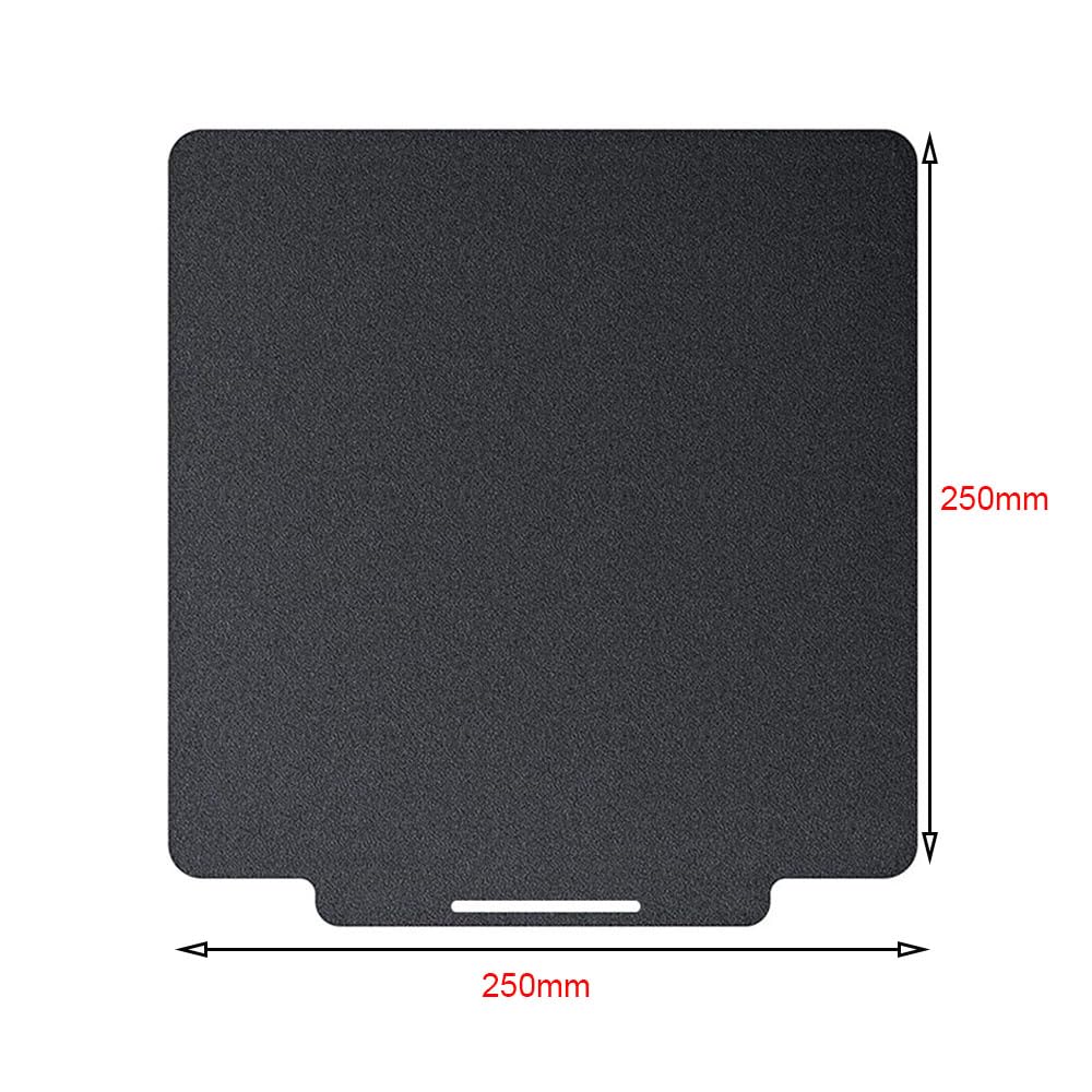 HysiPrui 3D Printer Double Sided Texured Surface PEI Sheet Build Plate - Flexible Removable Heated Bed Platform Mat with Location Hole Replaced Part for AnkerMake M5 250x250mm (Black)