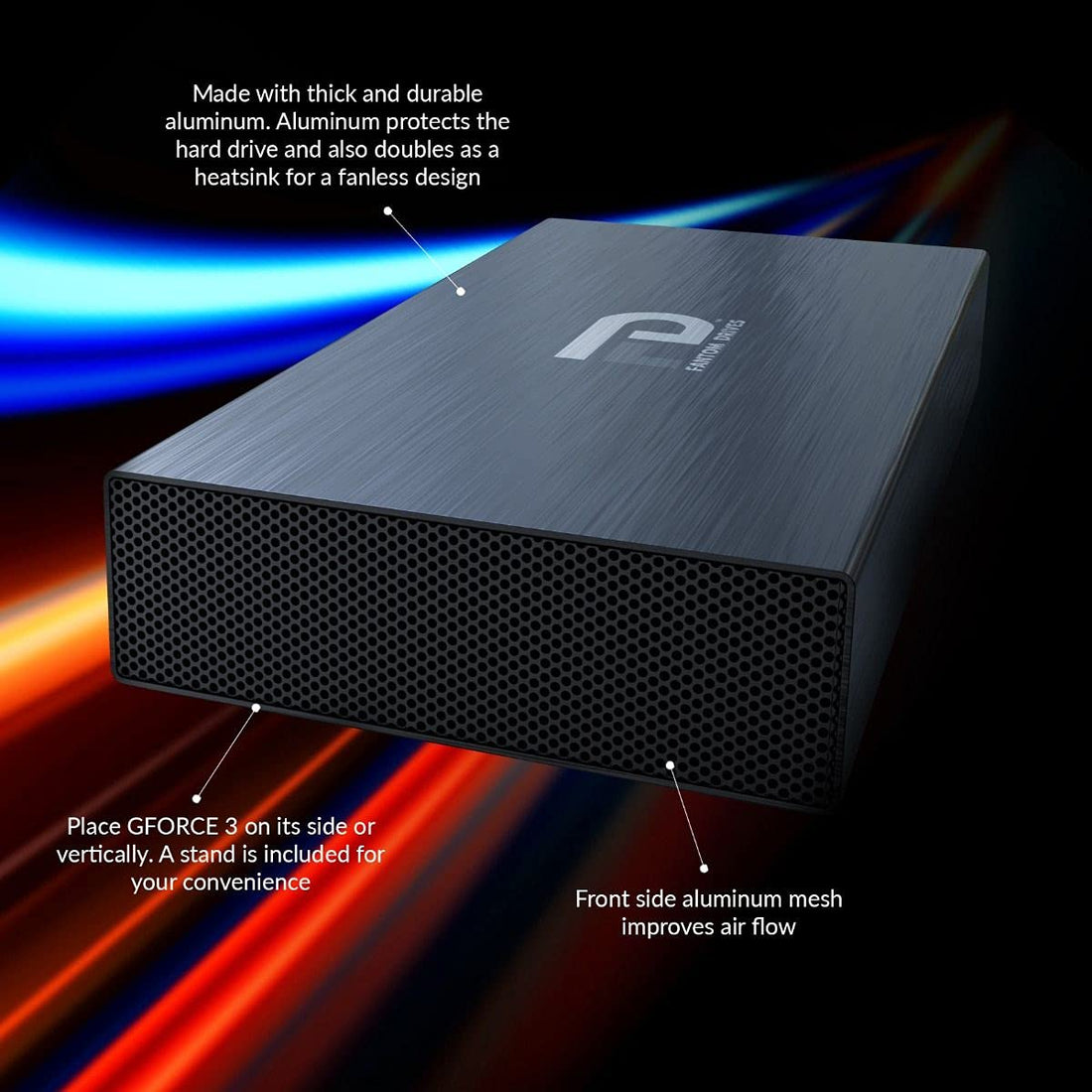 Fantom Drives FD 8TB External Hard Drive - 7200RPM Hard Drive USB 3.2 Gen 1 (USB 3) & eSATA - Aluminum Case for Mac, PC, Xbox One and PS4 - Black,GFP8000EU3-A
