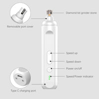 COREWILL Dog Nail Grinder, 3 Intensity Settings, Cordless and Rechargeable Grooming Kit for Large Medium Small Dogs and Cats (White)