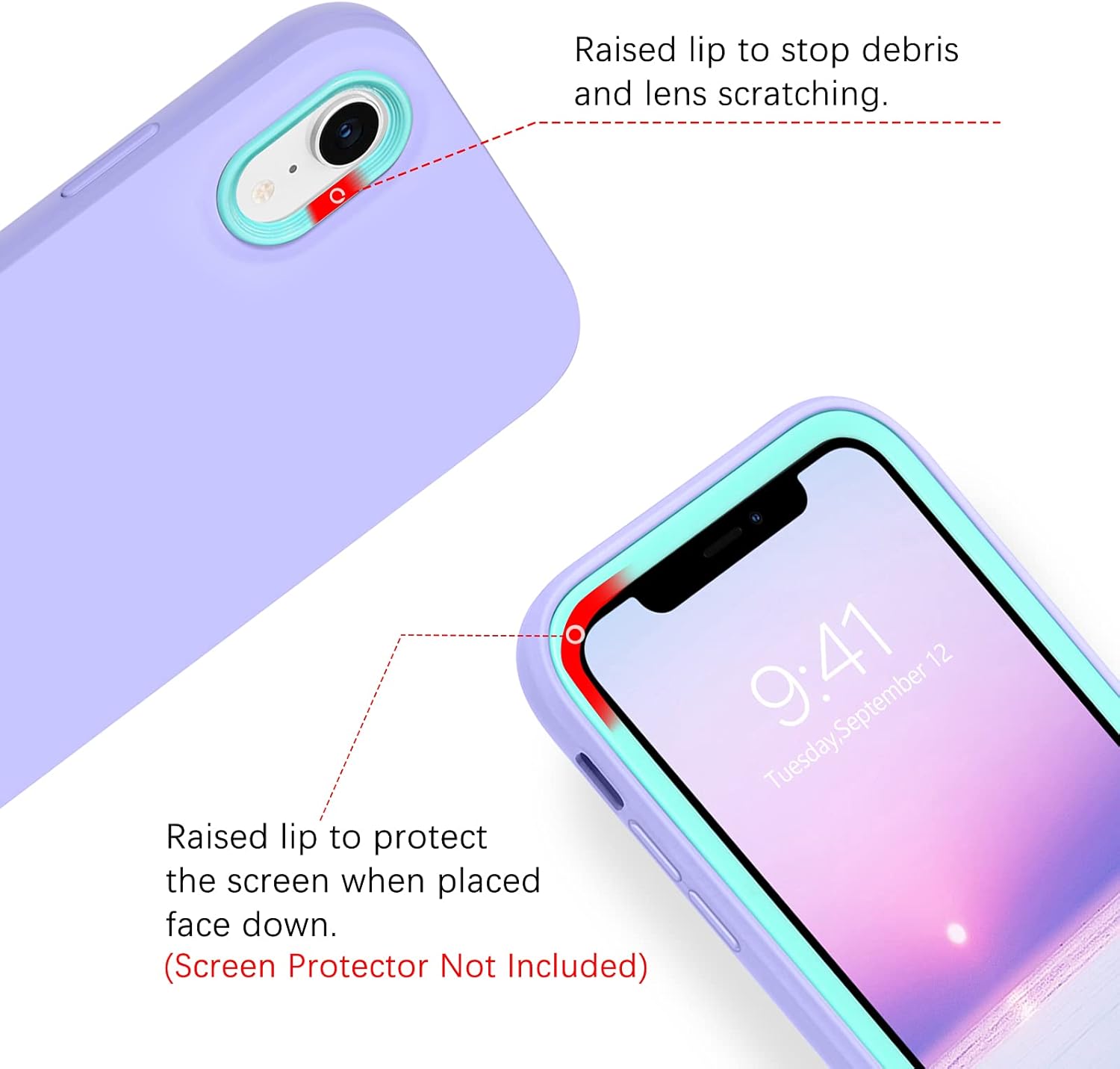 BENTOBEN iPhone XR Case, iPhone XR Phone Case, Slim Fit 2 in 1 Hybrid Hard PC Soft Flexible TPU Bumper Shockproof Protective Girls Women Boy Men Cases Cover for iPhone XR 6.1 Inch (2018), Purple/Green