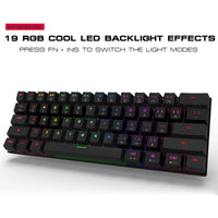 MOTOSPEED 60% Mechanical Gaming Keyboard Compact 61 Keys RGB Backlit Wired/Wireless 3.0 Type-C Gaming/Office Keyboard for PC/Mac/Linux/iPad/iPhone/Smartphone/Laptop Blue Switch