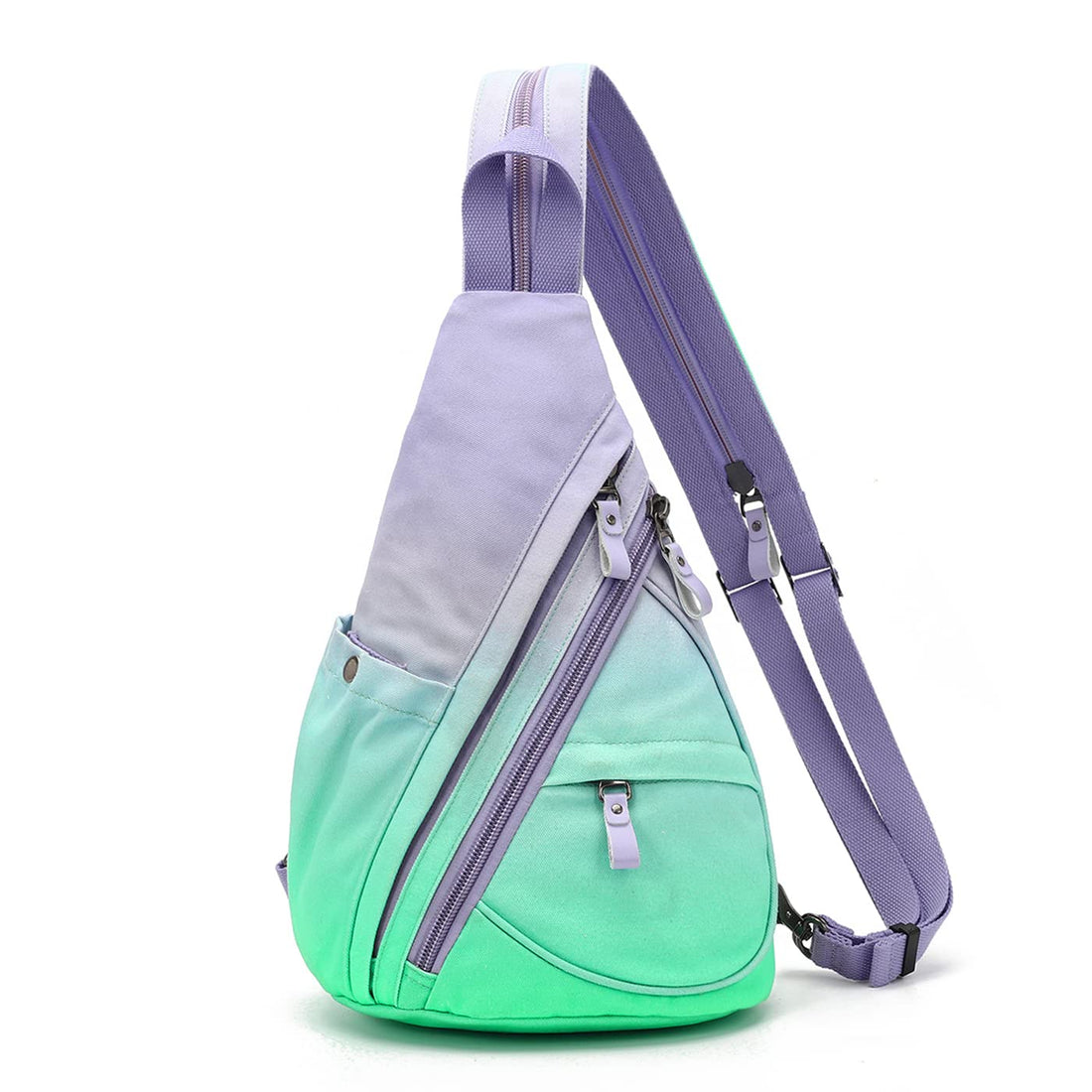 Canvas Sling Bag - Small Crossbody Backpack Shoulder Casual Daypack Rucksack for Men Women Outdoor Cycling Hiking Travel, 6881-r-palepurple+smaragdine