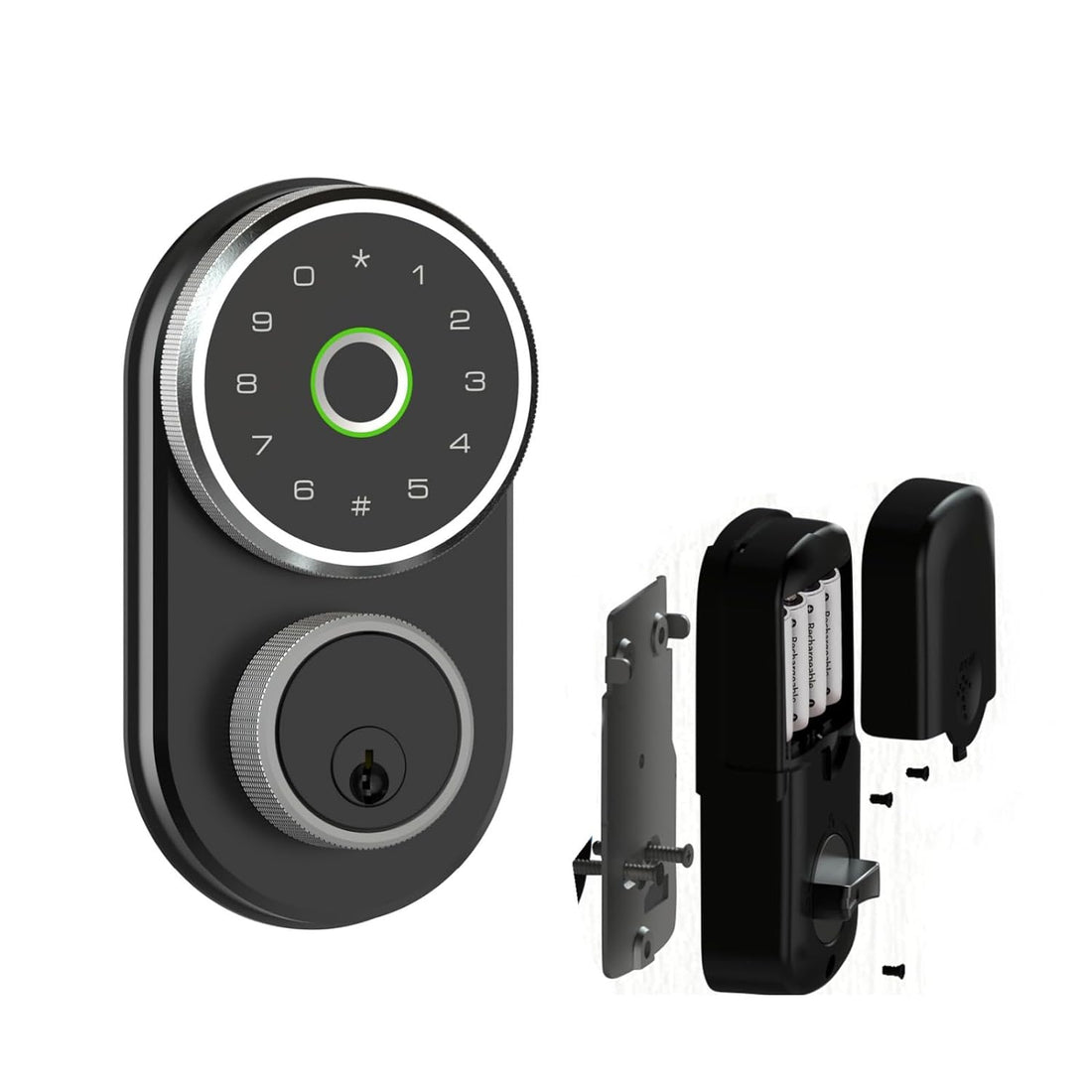 Smart Lock Fingerprint Deadbolt Lock Keyless Entry Door Locks with Fingerprint ID and Keypad Auto Lock, Electronic Digital Deadbolt with Fobs (Sliver and Black)