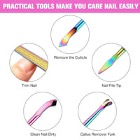 12 Pieces Cuticle Nippers and Ingrown Nail Kit Cuticle Pusher Triangle Nail Polish Remover Nail Cleaner Fork Nail File Lifter Cuticle Peeler Scraper for Fingernail Toenail Manicure