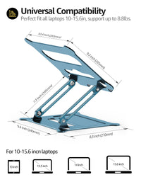 Urmust Laptop Notebook Stand Holder Ergonomic Adjustable Ultrabook Stand Riser Portable Compatible with MacBook Air Pro HP Dell XPS Lenovo All laptops 10-15.6"(Blue)