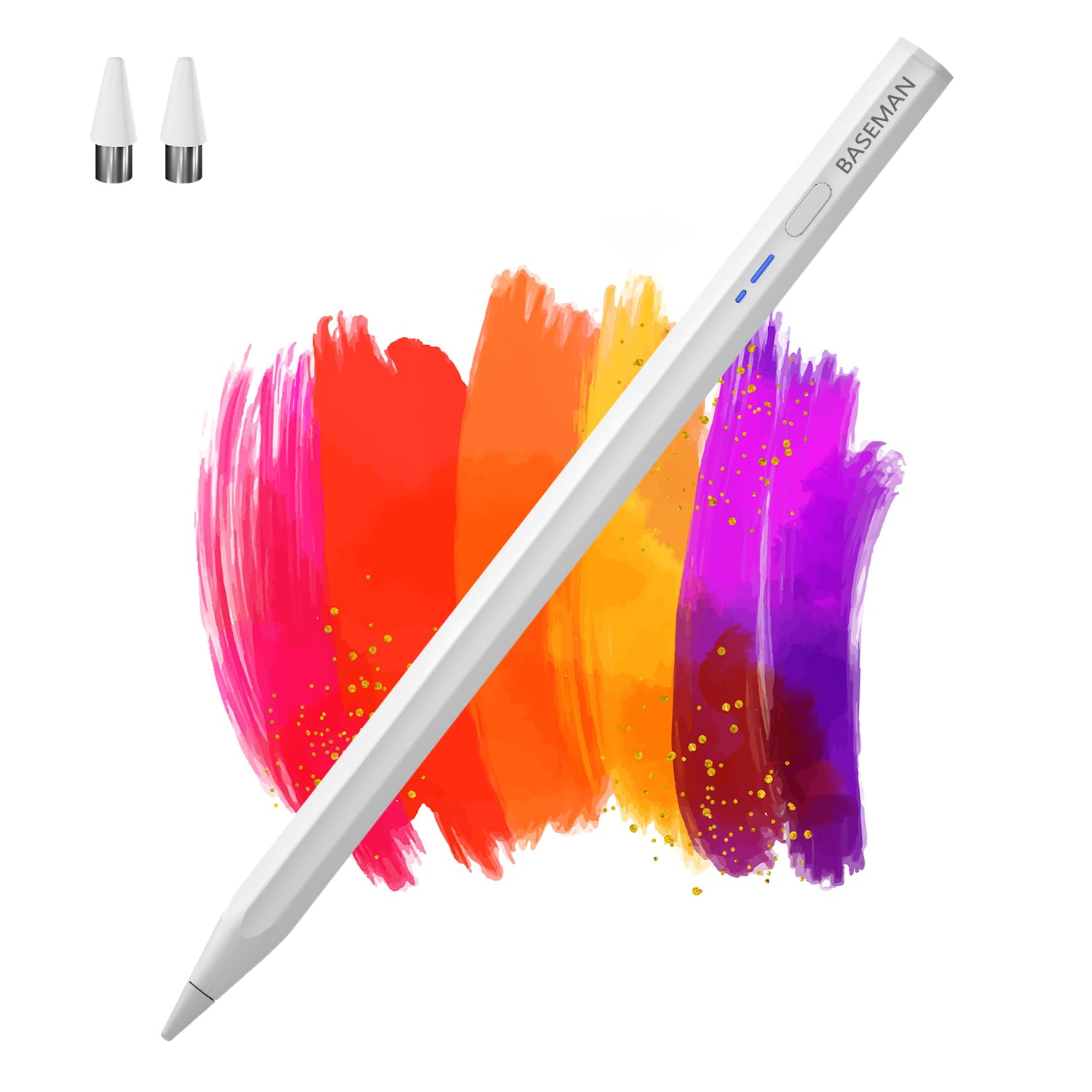 BASEMAN Stylus Pen for iPad with Palm Rejection, Tilt Sensitive Pencil for Apple iPad Pen Compatible with iPad 10/9/8/7/6th Gen, iPad Air 5/4/3rd Gen, iPad Pro 11&12.9 inch, iPad Mini 6/5th Gen