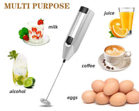 YHT Milk Frother Handheld，Electric Battery Operated Coffee Whisk，Stainless Steel Drink Frappe Mixer， Original Foam Maker ， Mini Low Noise Blender for Cappuccino Hot Chocolate Matcha Latte