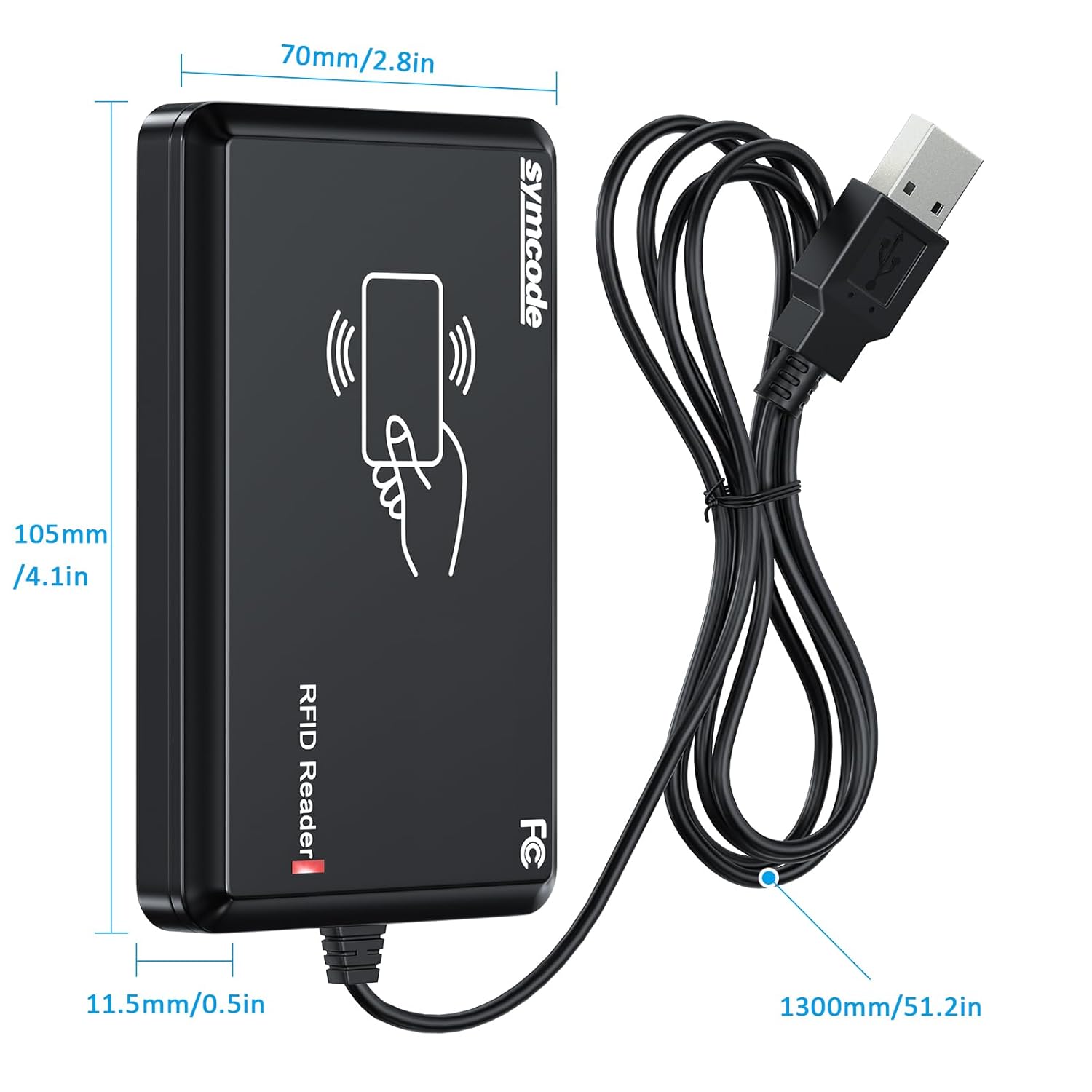 RFID Reader 125KHz/13.56Mhz Dual-Frequency Reader 1326 Family Proximity Cards & EM4100 ID Card USB Reader Support ISO 14443-A/B Protocol, IC Card and ISO15693 Protocol Labels Contactless Card Reader