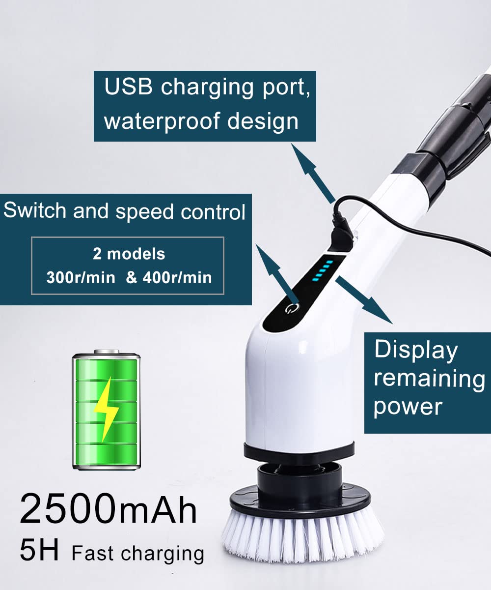 7 in 1 & 2 Speed Electric Spin Scrubber Handheld Power Drill Brush Set Cleaning Tool Kits for Cleaning Bathtub Toilet Floor Window Cordless Tub and Tile Scrubber Bathroom Household Cleaner Supplier