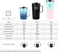 IRON °FLASK Grip Coffee Mug - 16 Oz, Leak Proof, Vacuum Insulated Stainless Steel Bottle, Modern Double Walled, Simple Thermo Travel, Hot Cold, Hydro Water Metal Canteen CM_16Rose