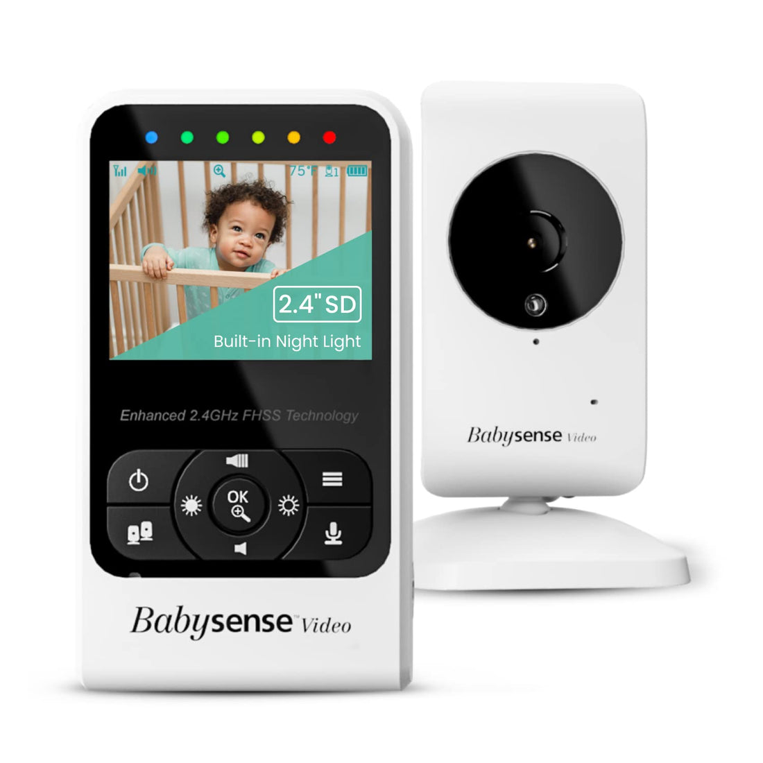 Babysense Video Baby Monitor with Camera and Audio, Long Range, Room Temperature, Infrared Night Vision, Two Way Talk Back, Lullabies and High Capacity Battery, Model V24R