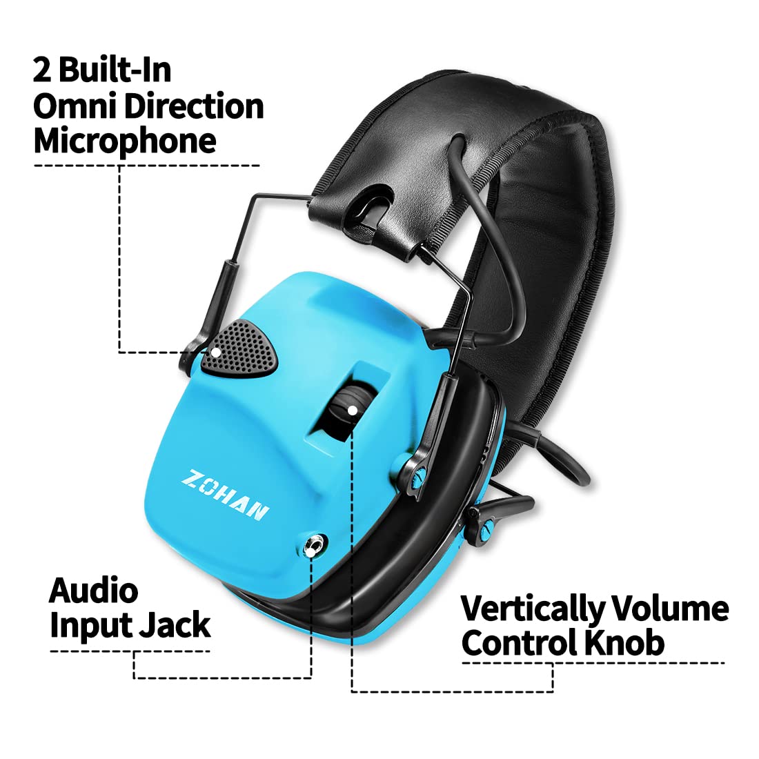 ZOHAN EM054 Electronic Shooting Ear Protection Noise Reduction Earmuff (Blue with EP01)