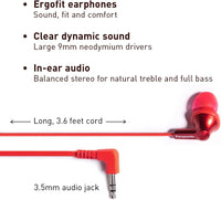 Panasonic Ergofit in-Ear Earbud Headphones Metallic Red (RP-HJE120-RA)