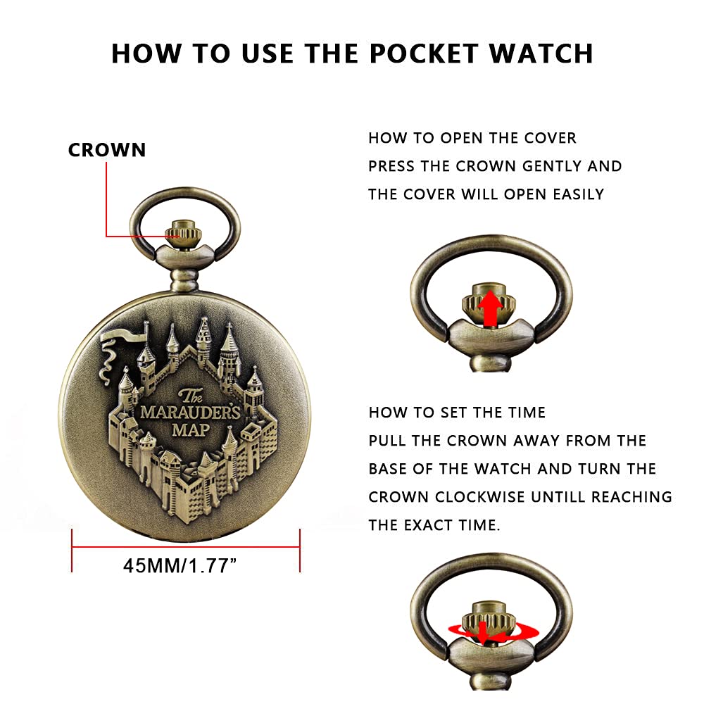 Bronze Quartz Pocket Watch Green Eyes Round Case Shape Pendant Necklace Pocket Watch…