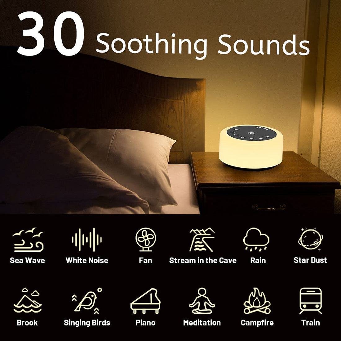 ColourNoise Sound Machine with 12 Colors White Noise Machine 30 Soothing Sounds for Home Travel and Office