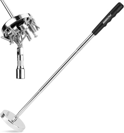 Telescoping Magnetic Sweeper Pickup Tool: Strong Magnet – Front View