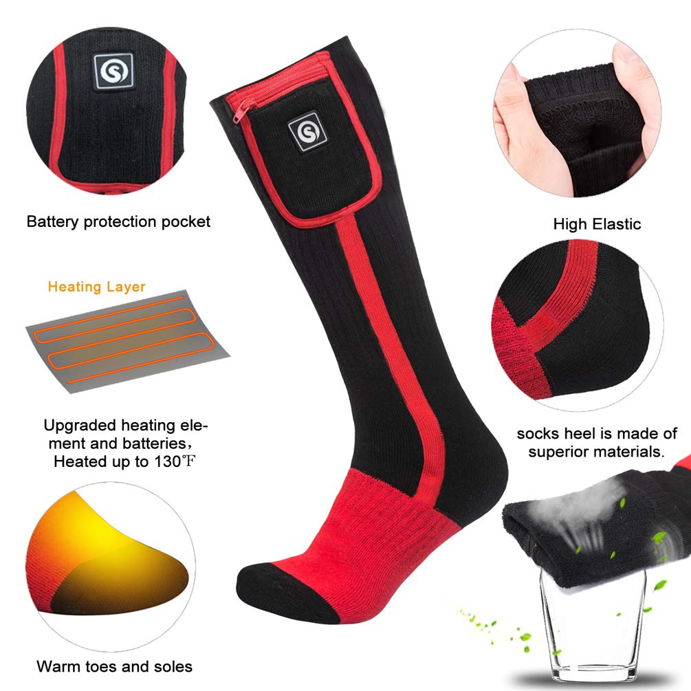 Heated Socks for Men Women,7.4V 2200mah Electric Rechargeable Battery Warm Winter Socks,Cold Weather Thermal Heating Socks Foot Warmers for Hunting Skiing Camping