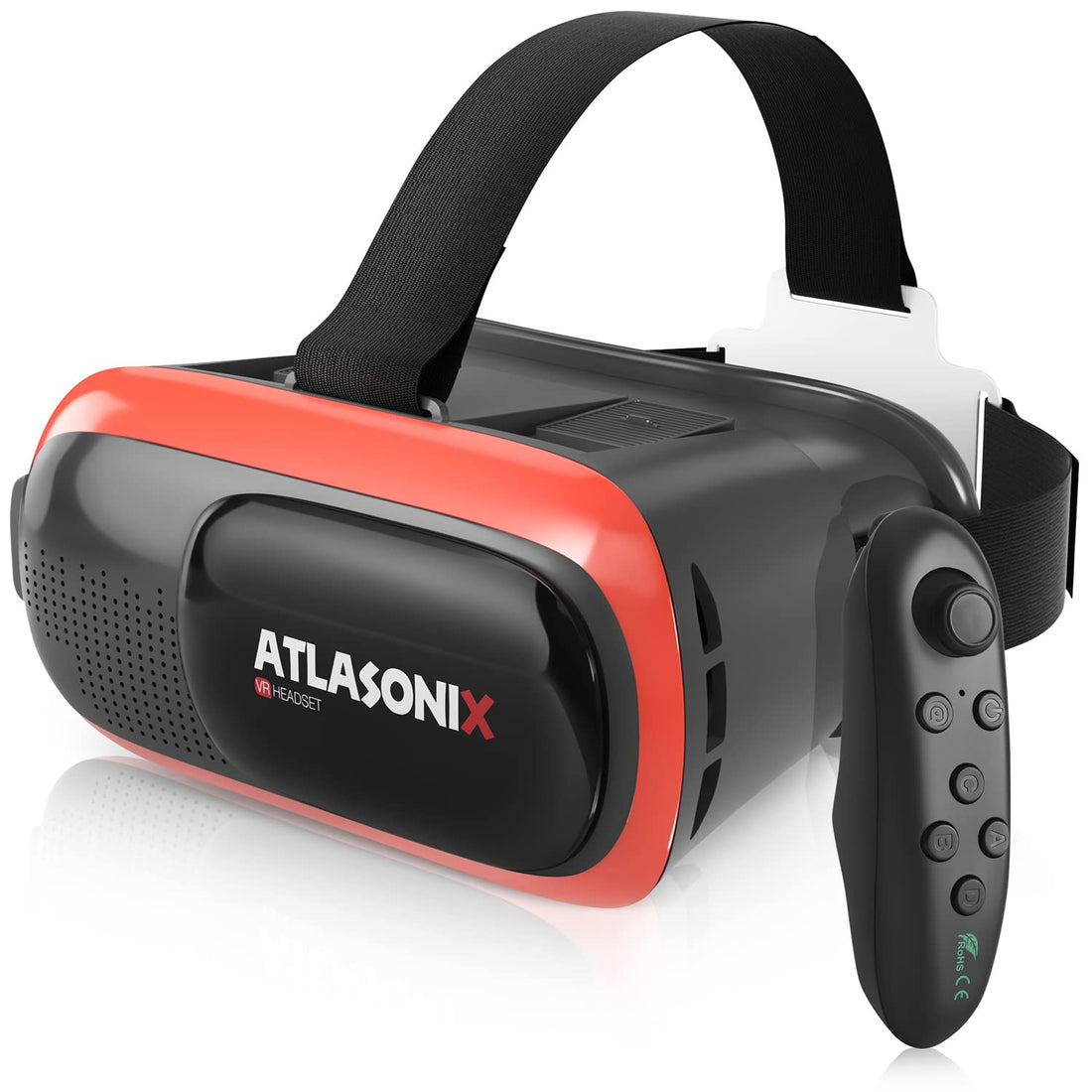 Atlasonix VR Headset Compatible with iPhone and Android Phones Bonus: Remote Control for Android Smartphones 3D Virtual Reality Goggles with Controller Adjustable VR Glasses for Kids and Adults