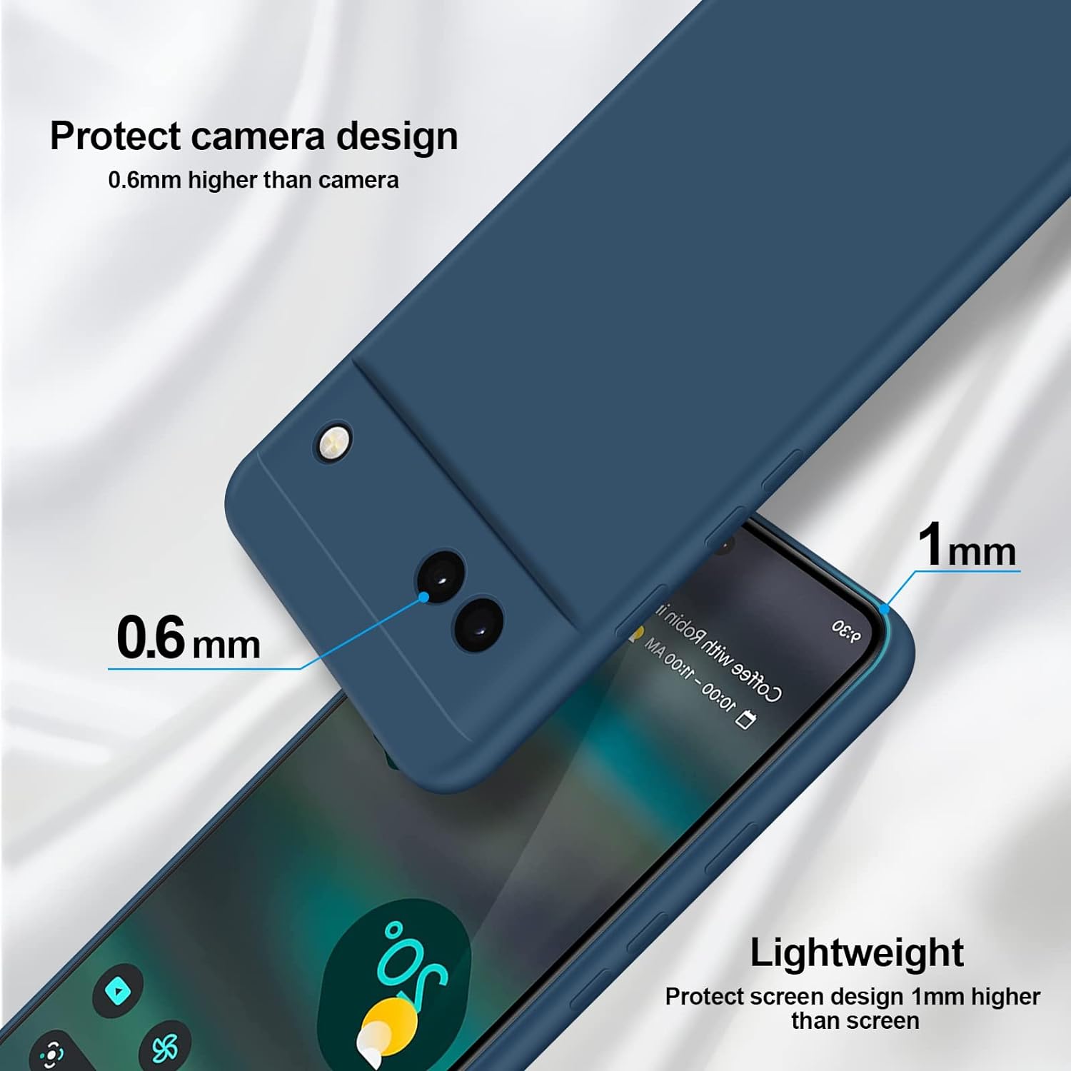 GiiYoon Silicone Case Compatible with Google Pixel 6A, Full Body Silky Soft Touch Phone Case with Camera Protection, Shockproof Cover with Microfiber Lining, Blue