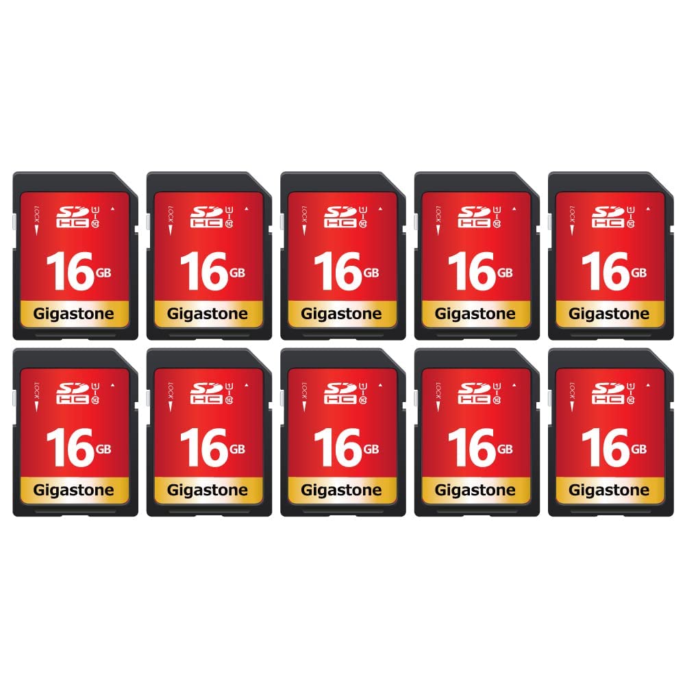 Gigastone 16GB SD Card 10 Pack, UHS-I U1 Class 10 SDHC Memory Card High-Speed Full HD Video Canon Nikon Sony Pentax Kodak Olympus Panasonic Digital Camera