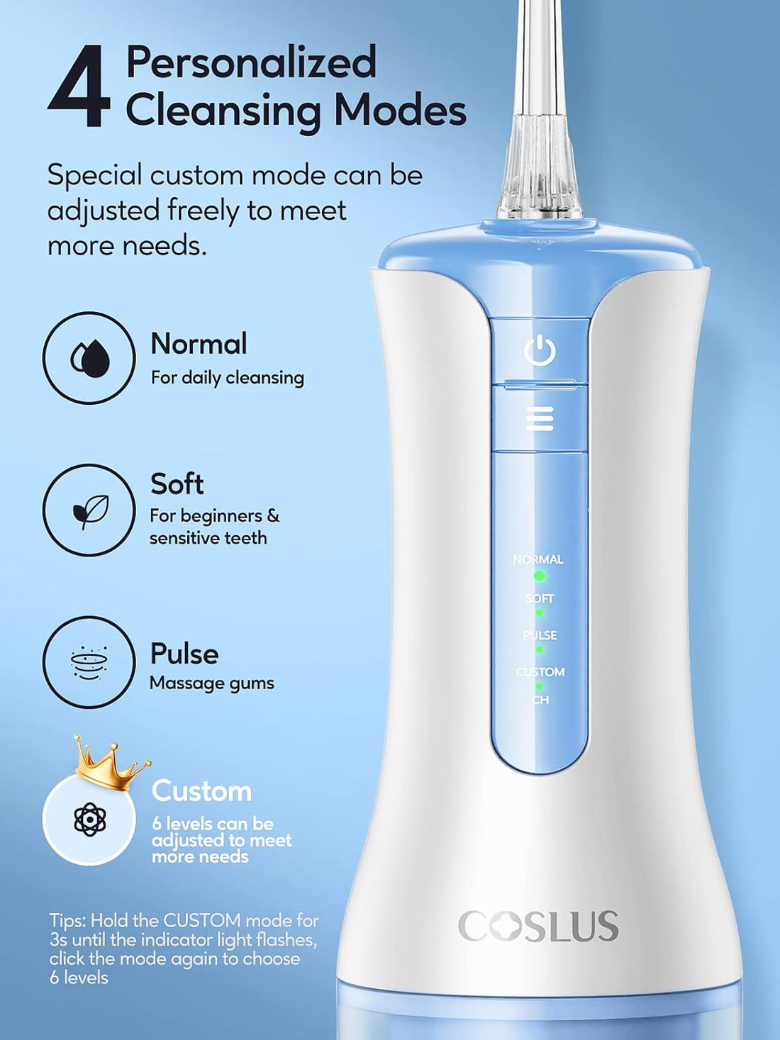 Water Dental Flosser Teeth Pick: Portable Cordless Oral Irrigator with Micro-Bubbles Tech 300ML Rechargeable Water Tooth Flosser IPX7 Waterproof Electric Flossing Machine for Teeth Clean (White)