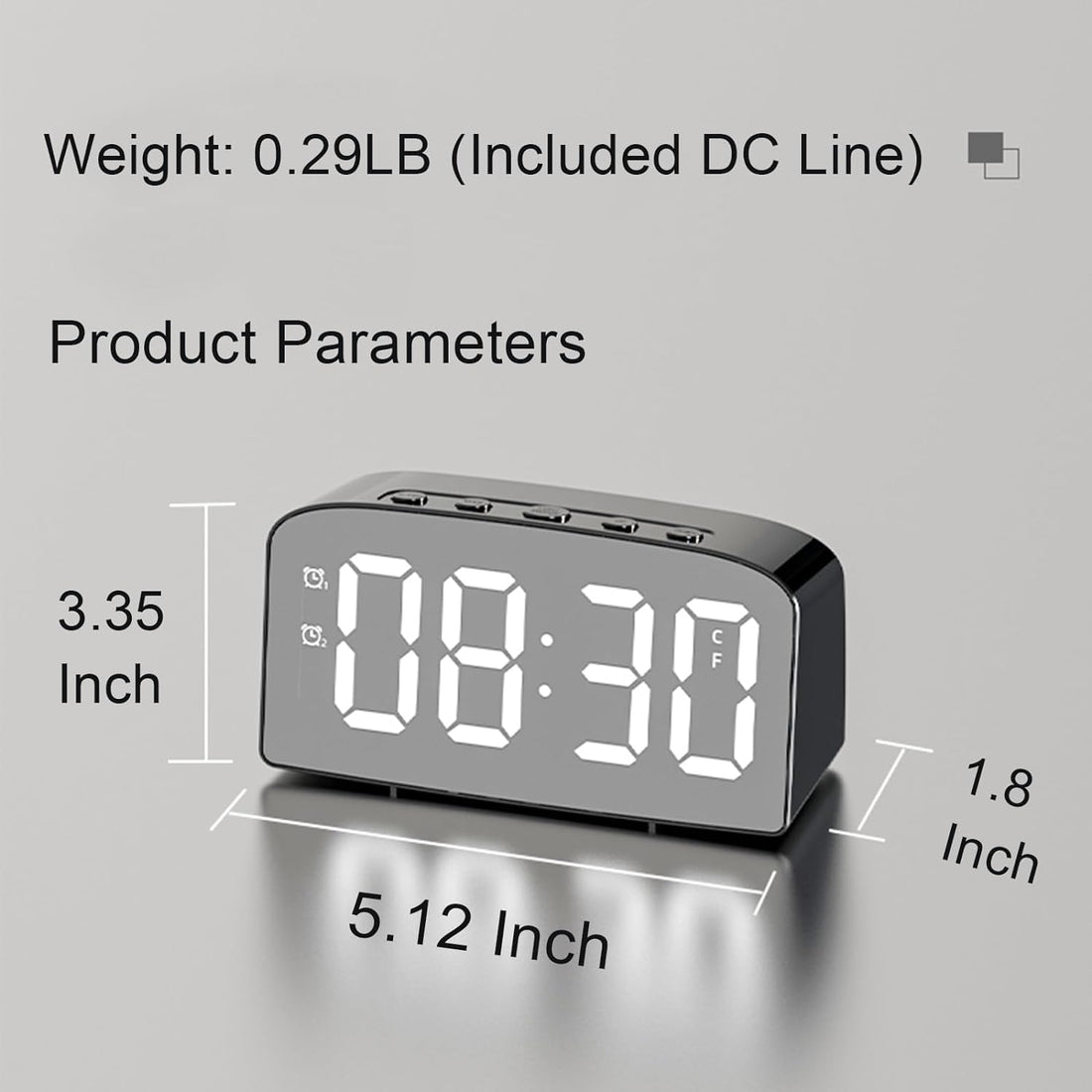 jomparis Digital Alarm Clock Bedside -Sleek Alarm Clock for Bedroom USB Charging LED Display Battery Backup