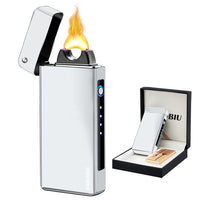 BABOBIU Candle Lighter Rechargeable USB Plasma Lighter Outdoor Windproof Arc Lighter Projectable Lighter Gift Box (Silver)