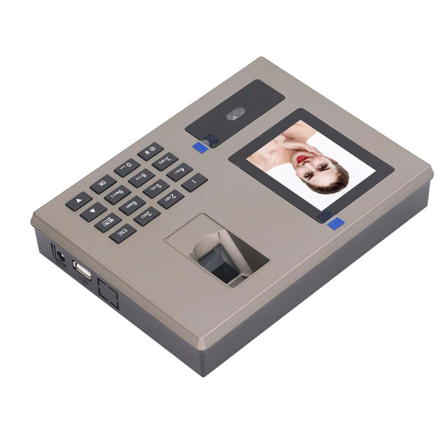 Employee Attendance Machine, Biometric Time Attendance 360 Degree Recognition 100‑240V for Enterprises (US Plug 110-240V)