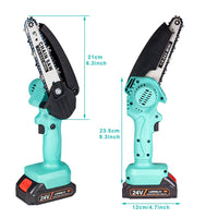 Mini Chainsaw Cordless 6 Inch Power Chain Saws, Battery Powered Small Electric Chain Saw, Rechargeable Chainsaw with 2 Chains and 2 Batteries for Tree Trimming Wood Cutting, Overload Protection & Safe