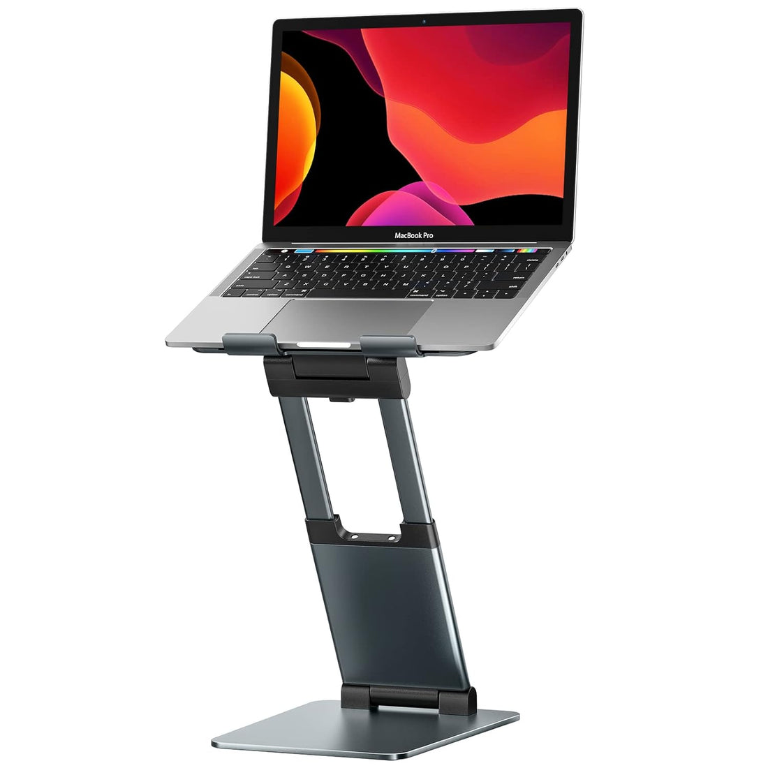 Sit to Stand Laptop Stand, Promote Healthy Posture, Ergonomic Standing Computer Stand, Tall Height Adjustable Laptop Riser, Reduce Neck Pain Compatible with MacBook Air Pro, All Laptops 10-17"-Gray