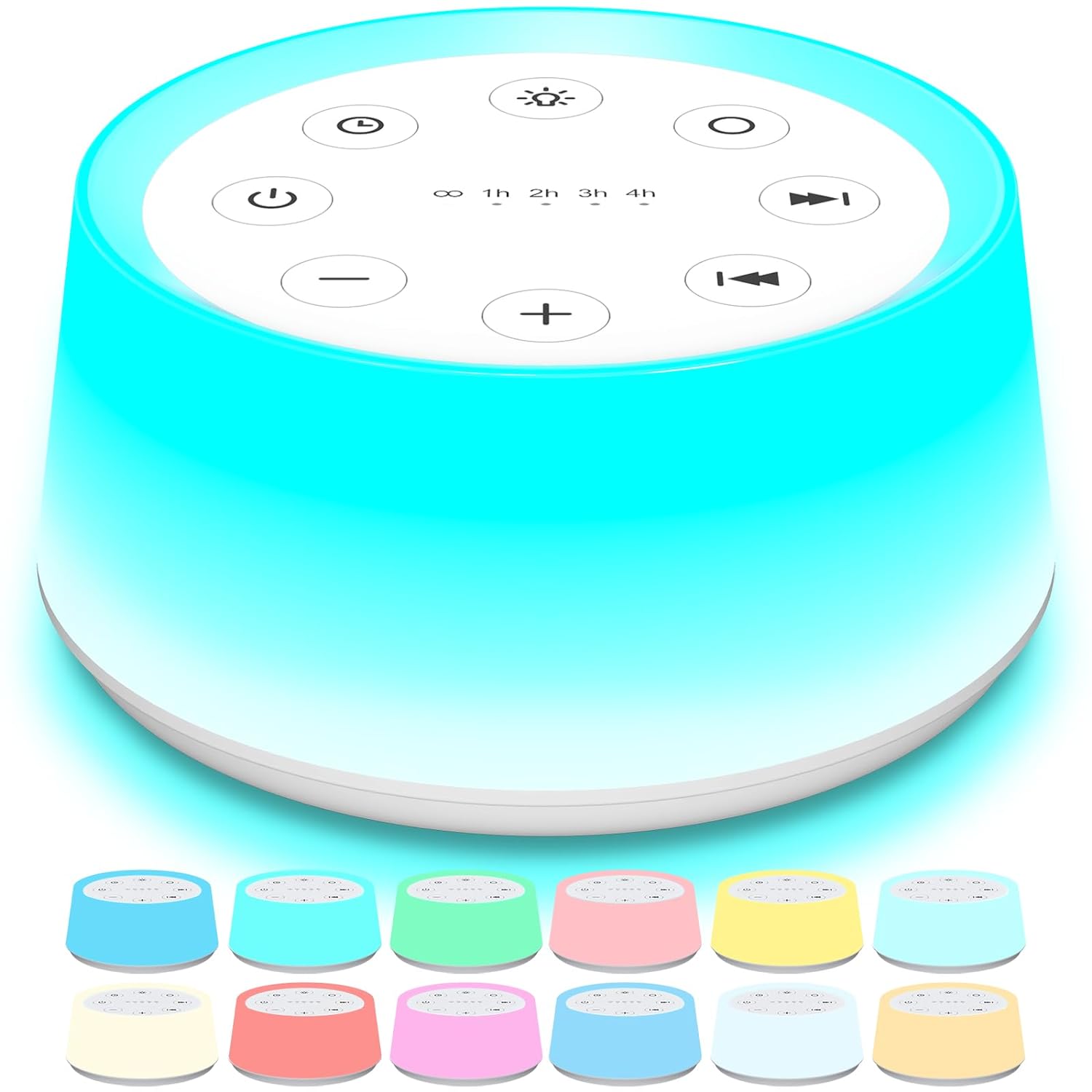 ColorsNoise Sound Machine and White Noise Machine with 30 Soothing Sounds with 12 Colors Baby Night Light with Memory Function (T-White)