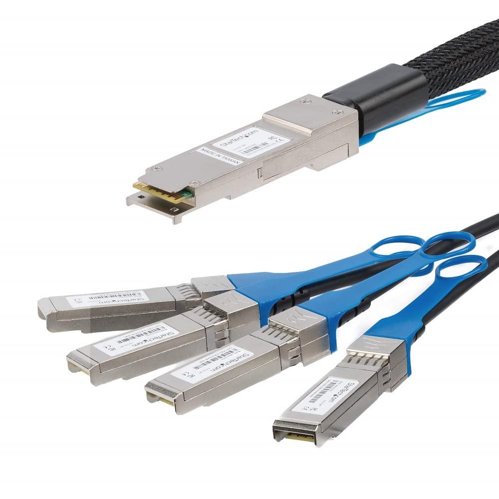 StarTech.com MSA Uncoded Compatible 2m 40G QSFP+ to 4X SFP+ Direct Attach Breakout Cable Twinax - 40GbE QSFP+ to 4X SFP+ Copper DAC 40 Gbps Low Power Passive Transceiver Module DAC (QSFP4SFPPC2M)