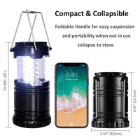 Gioyonil LED Camping Lantern Lamp, 2 Pack Portable Battery Powered Collapsible Tent Lights Pop Up Flashlight Survival Kits for Hurricane Storm, Home Emergency, Power Outage, Hiking