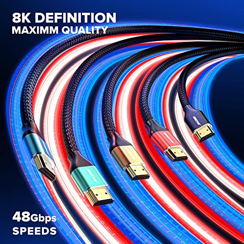 Maximm HDMI 2.1 Cable: 15 Feet Multicolor 3 Pack – Side View