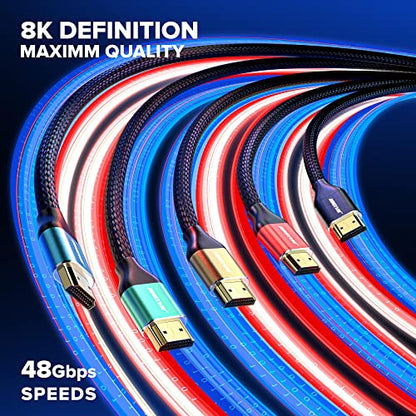 Maximm HDMI 2.1 Cable: 15 Feet Multicolor 3 Pack – Side View