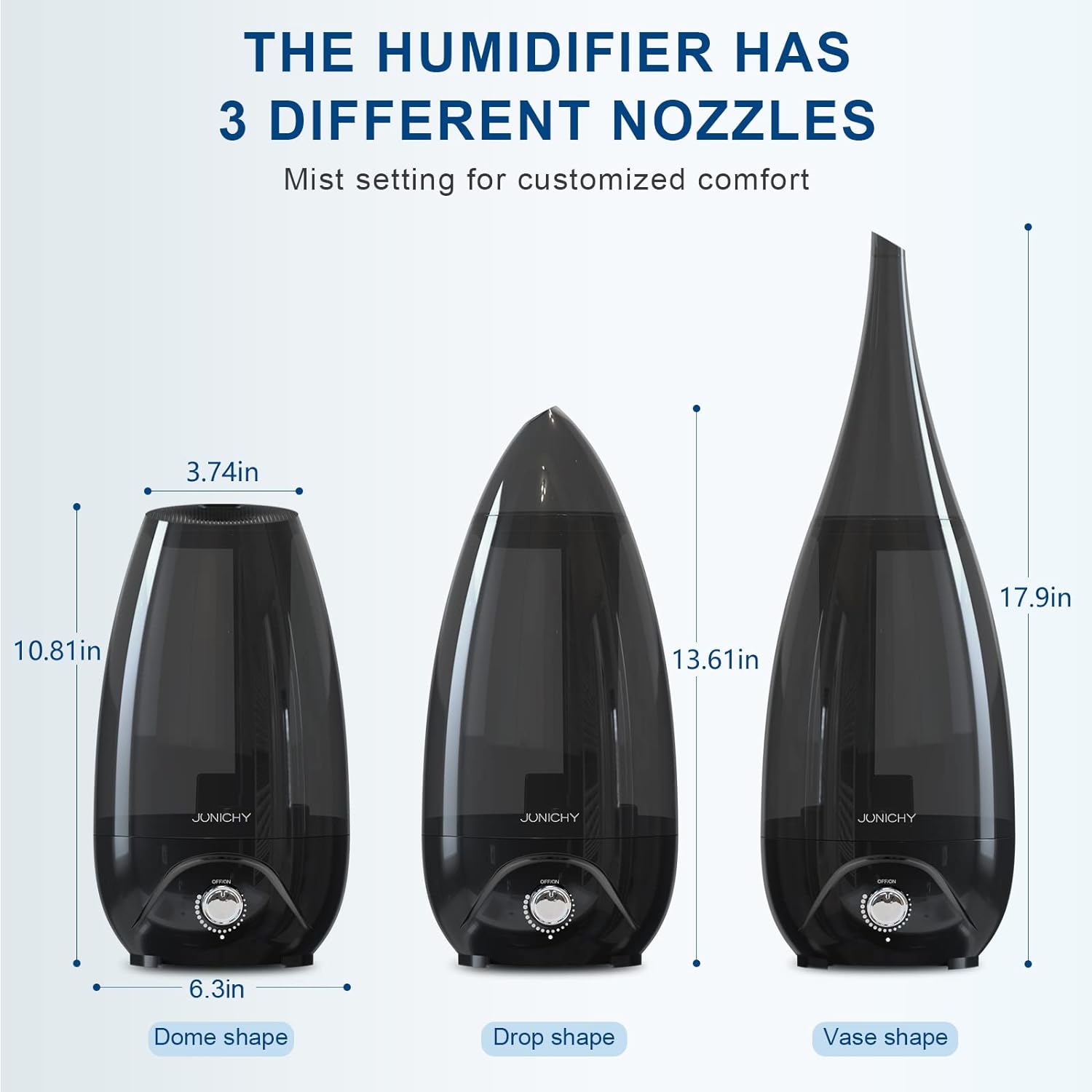 Humidifiers 3L Black Humidifiers For Bedroom Filter Free Plant Humidifier Auto Shut-Off Humidifier with Diffusers 360° Nozzle Desktop Humidifier Quiet Air Humidifier For Home Office Desktop Plants