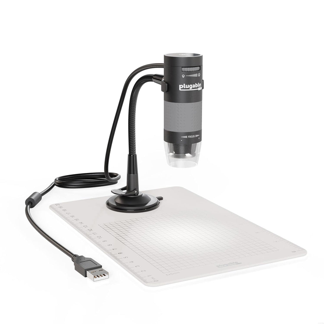 Plugable USB 2.0 Digital Microscope with Flexible Arm Observation Stand for Windows, Mac, Linux (2MP, 10x-250x Magnification)