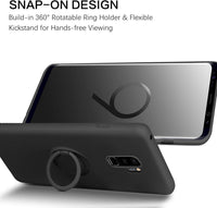 BENTOBEN Samsung Galaxy S9 Plus Case, Slim Silicone Soft Rubber with 360° Ring Holder Kickstand Car Mount Supported Protective Cute Phone Cases Cover for Samsung Galaxy S9+ Plus 6.2" (2018), Black