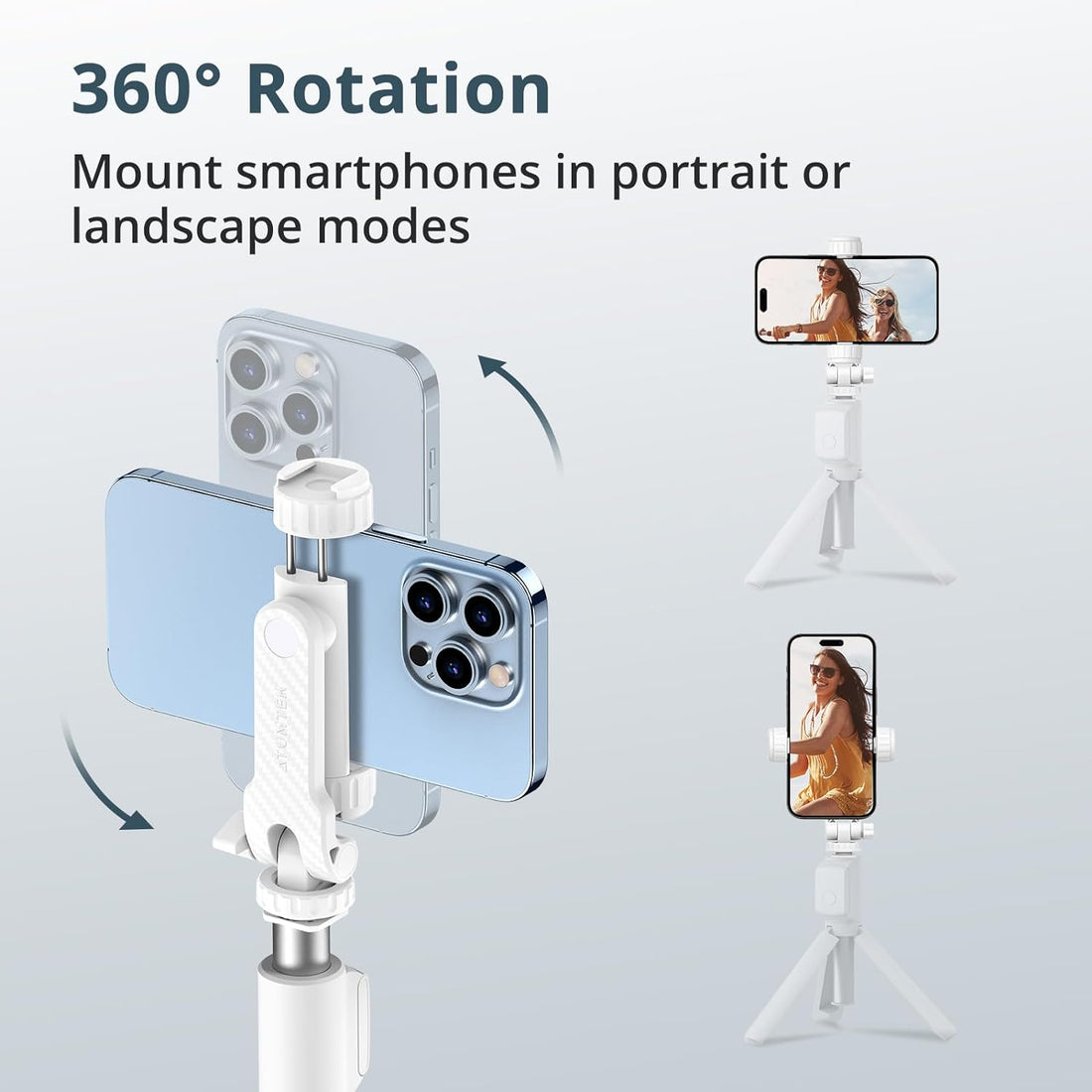 ATUMTEK Multifunctional Phone Tripod Mount White