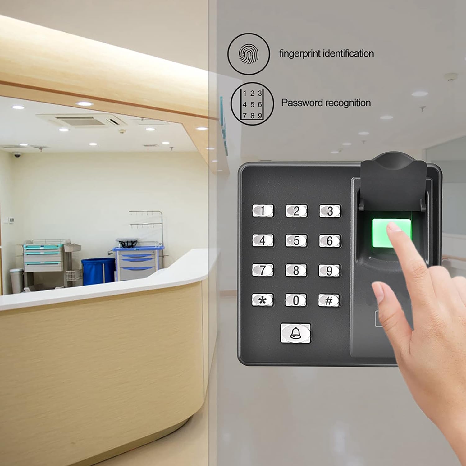 Biometric Attendance Machine, Biometric Fingerprint Password Time Attendance Machine Waterproof RFID Reader Fingerprint Door Access Control for Offices, Factories, Hotels, Schools, etc. (ID)